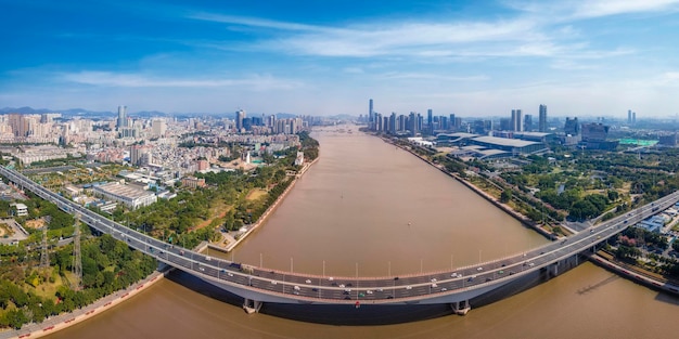 Luchtfotografie guangzhou stad architectuur landschap skyline