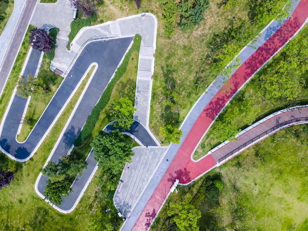 Luchtfotografie stadspark weg