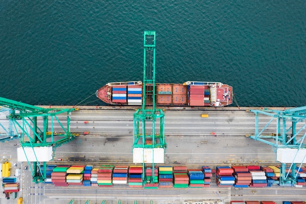 Luchtfotografie van containerterminal