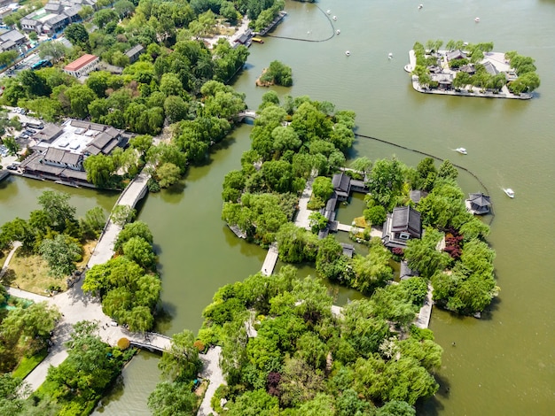 Luchtfotografie van Jinan Daming Lake Park