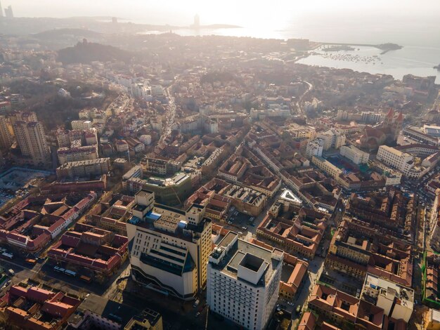 Luchtfotografie van Qingdao kustlijn baai architectonisch landschap groot formaat