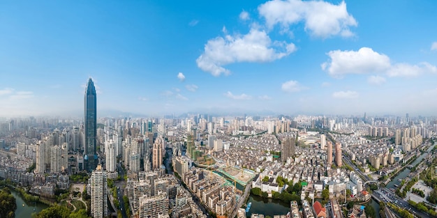 Luchtfotografie wenzhou stad architectuur landschap skyline panorama