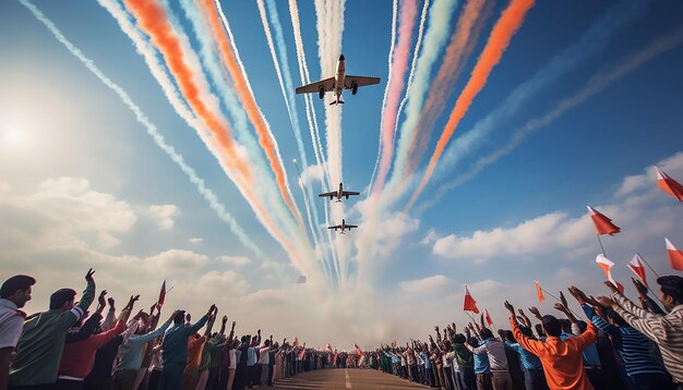 Foto luchtgroet die india's republiekdag symboliseert, gegenereerd door kunstmatige intelligentie