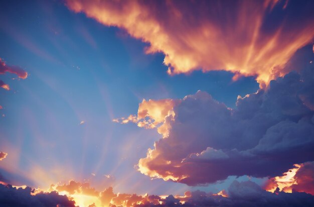 Luchtlandschap Cloudscape Adembenemende lucht met wolken en zonneschijn Generatieve AI