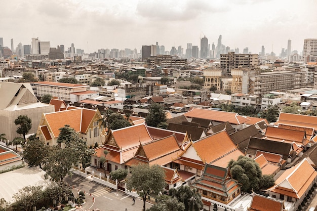 Luchtmening van Bangkok van Gouden Bergtempel, Thailand