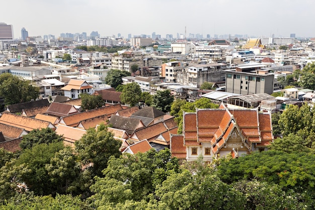 Luchtmening van Bangkok van Gouden Bergtempel, Thailand