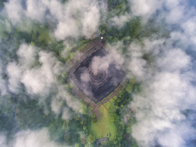 Luchtmening van Borobudur-Tempel, Indonesië