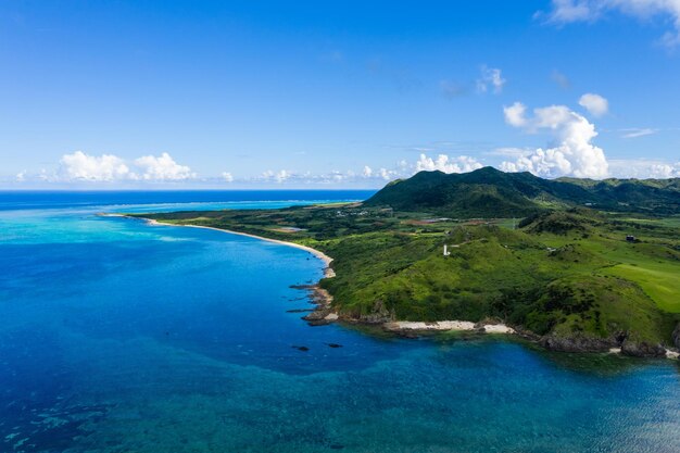 Luchtmening van Tropische lagune van eiland Ishigaki