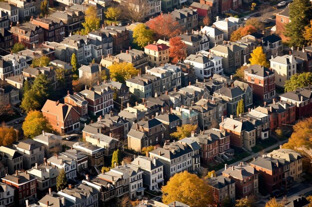 Foto luchtpanorama van een kleine stad stad huis daken in voorstedelijke woonwijken een new jersey