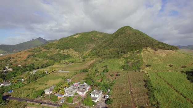 Luchtscène van het groene vasteland van Mauritius