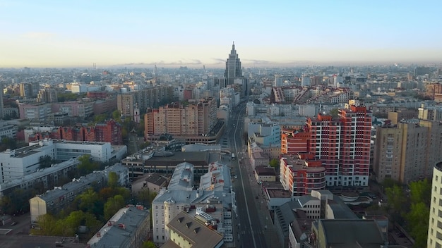 Luchtscène van moskou in de ochtend rusland