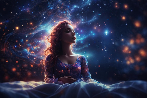 Lucid dreaming astral projection illustration ai generative