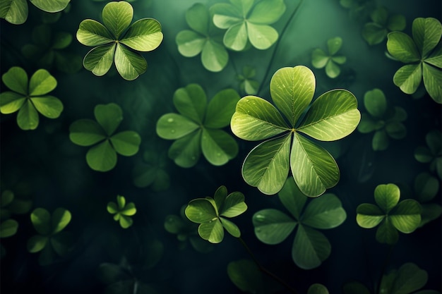 Lucky backdrop St Patricks Day theme with scattered clover leaves