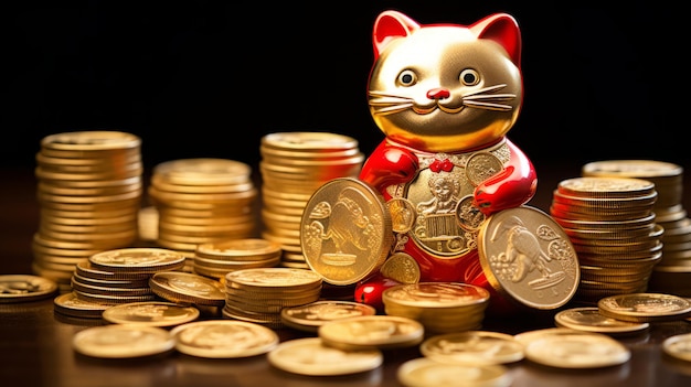 Lucky cat waving happiness wealthiness abundance prosperity