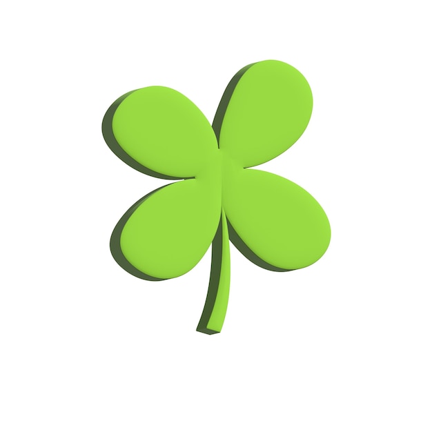 lucky clover leaf white intersection for st patrick's day 3D rendering