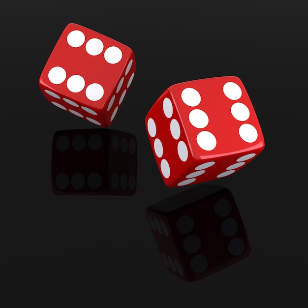 Photo lucky dice, all six. digitally generated image. 3d rendering