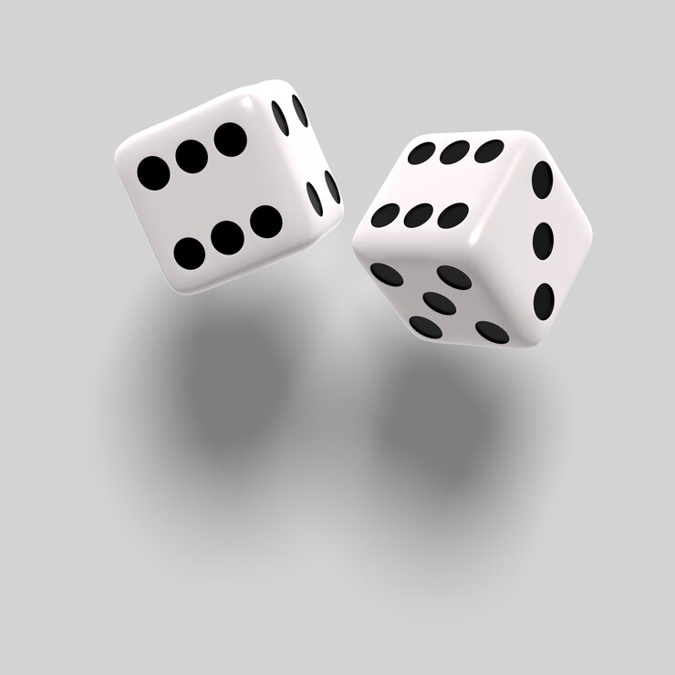 Photo lucky dice. digitally generated image. isolated on white. three dimensional rendering