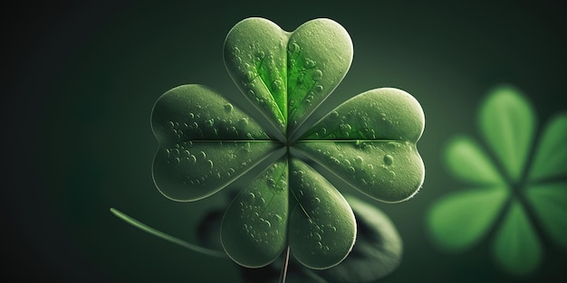 Lucky Green Four-Leaf Clover Isolated, fresh amazing illustration St. Patrick's Day Greeting Card