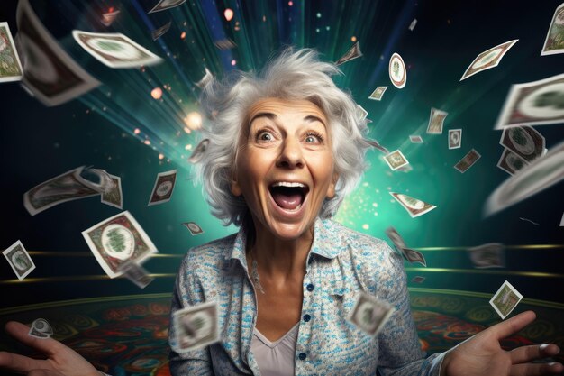 Lucky person win big jackpot from gambling in casino comeliness