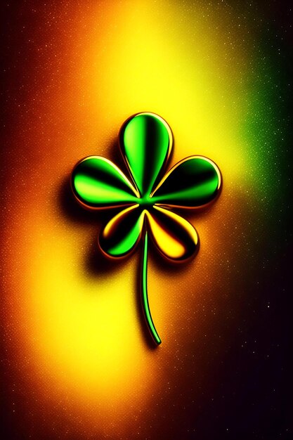 Photo lucky shamrocks with golden bokeh glitter pot of gold at the end of the rainbow st