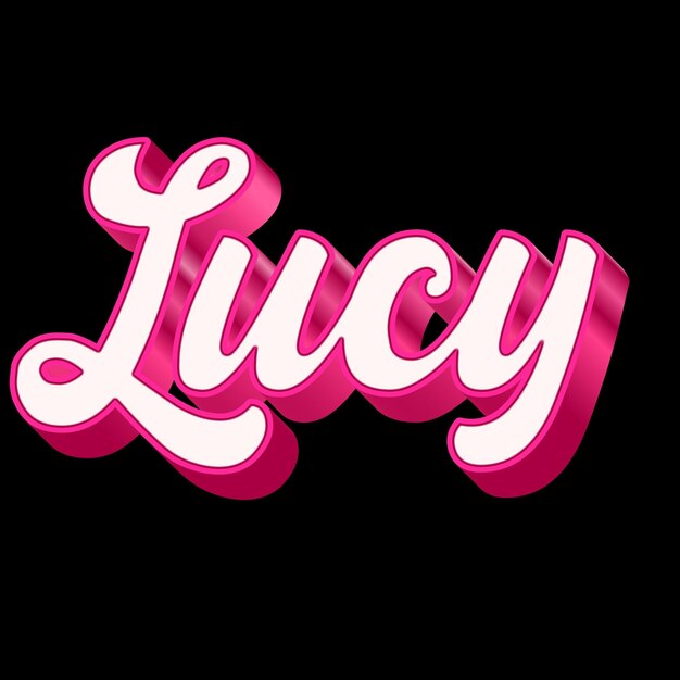 Photo lucy typography 3d design pink black white background photo jpg