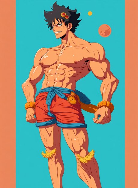 Luffy anime_one_piece_all_body_vector_art_flat_design