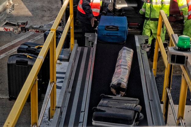 Luggage loading on airplane