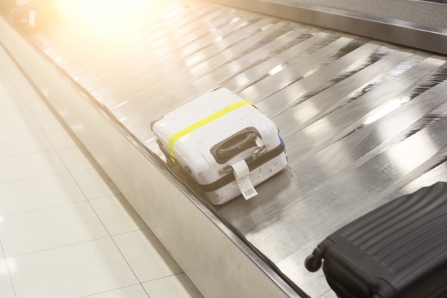 Luggage on the track  in the airport