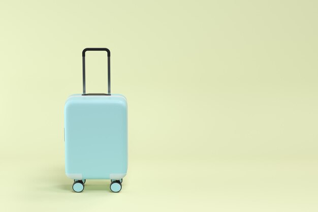 Luggage with yellow background 3d rendering