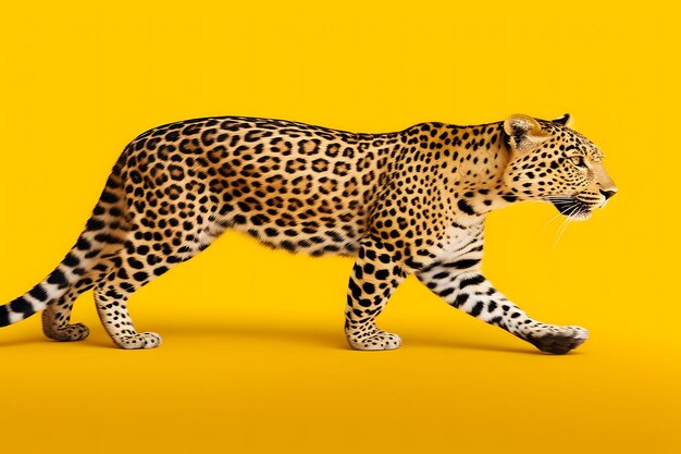 Luipaard op een gele achtergrond gegenereerd neuraal netwerk ai