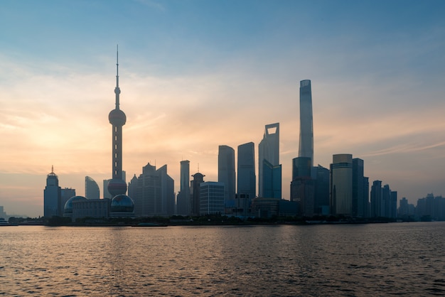  Lujiazui finance and business district trade zone skyscraper in morning, Shanghai China