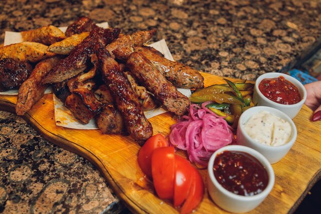 Lulya kebab meat on the grill minced meat on the grill