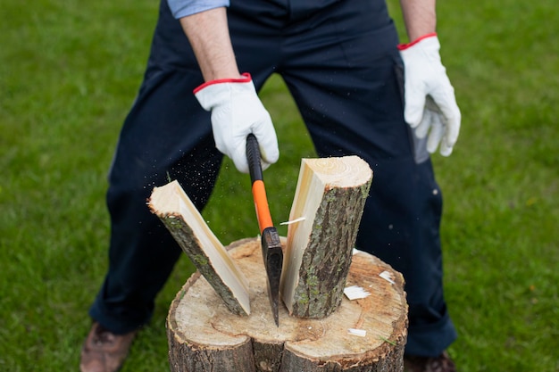 Lumber spreads after being hit with axe on chump