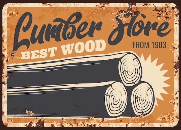 Lumber store wood metal plate rusty woodwork