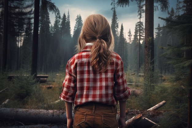 Lumberjack child girl forest Generate Ai