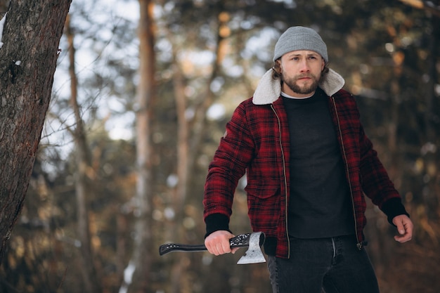 Lumberjack in the forest