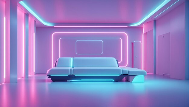 Foto sogni luminescenti la futuristica camera al neon