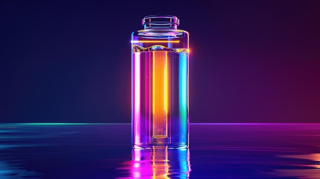 Luminescent Gel Suspended in Vial Glowing with Energy