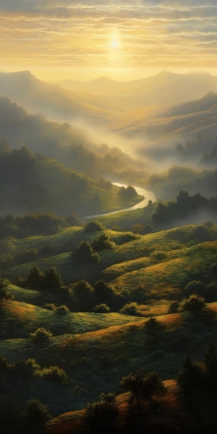 Luministic Oil Painting Digital Poster Of Marin Headlands At Sun