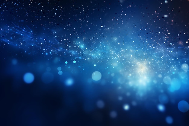 Luminous azure abstract bokeh background with blue glow particles