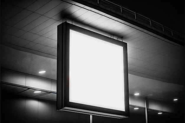 Luminous blank lightbox mockup with black frame in transition