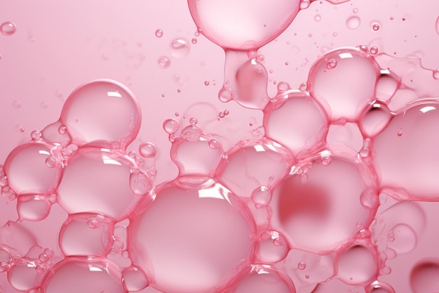 ピンクの液体に輝く泡が踊る - 魅力的なアートワーク