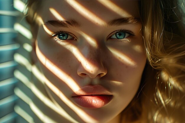 Luminous CloseUp Sunlit Portrait of a Gorgeous Caucasian Woman