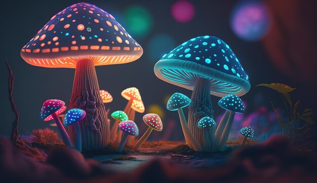 Luminous Colorful Mushrooms in a Psychedelic Space Fantasy Generative ai