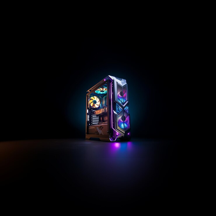 Luminous Elegance The Stunning Gaming PC Embracing LED Lights Against a Black Canvas