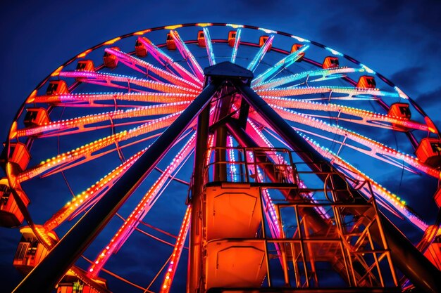 Photo luminous ferris wheel in the evening generative ai