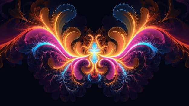 사진 빛나는 플래터 추상적인 나비 스트라바간자 네온 색상