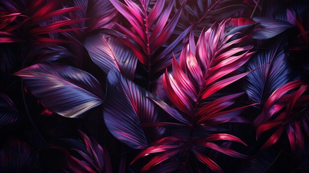 Luminous Foliage Gradient Neon Tropical Leaves Tropical Glow Radiant Neon Gradient Leaves