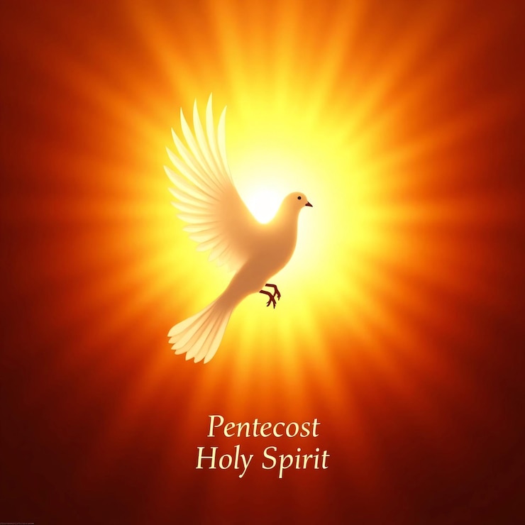 Photo a luminous illustration where a white dove emerges from a bright center of orangeyellow light fadi
