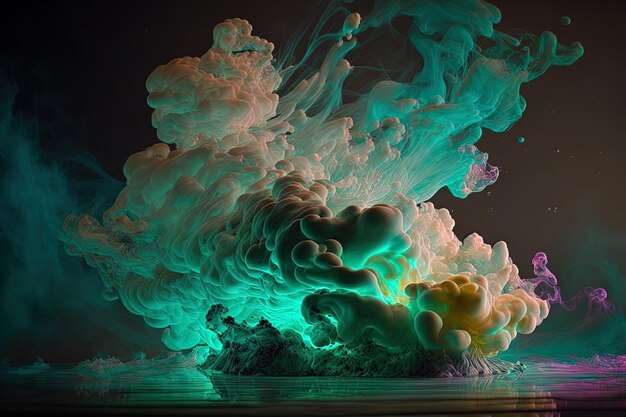 Luminous ink cloud evaporation in water